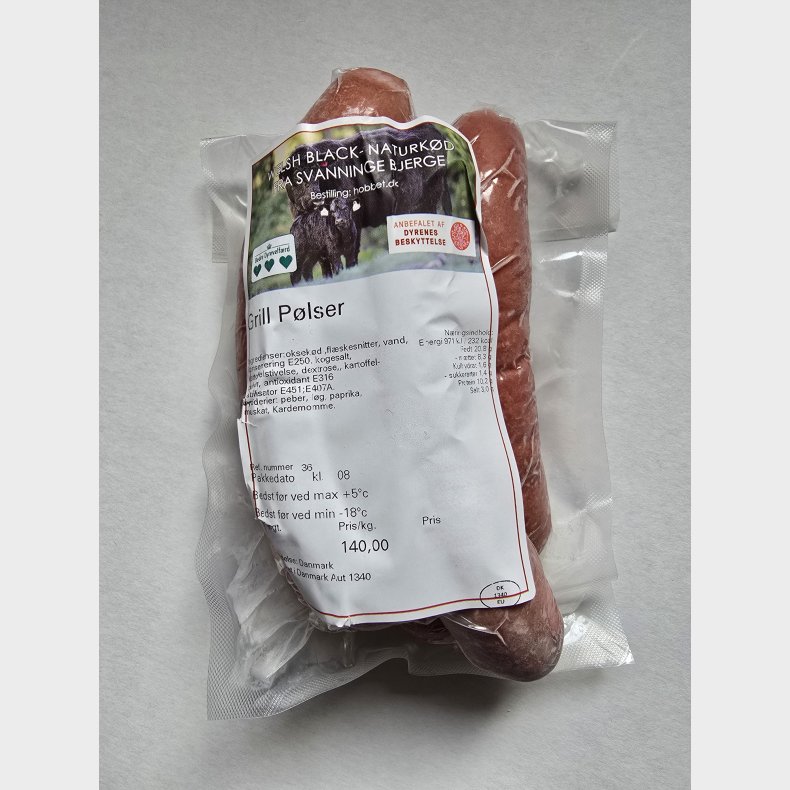 3 pk. Oksekds Frankfurter (5 stk/pk, ca. 500 g)       * FROST*